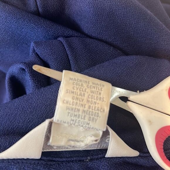 Express Dress Size Small Notch Collar Short Sleeve Midi Navy Royal Blue Flare - Picture 9 of 10